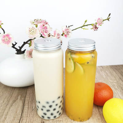Garrafa de PET reutilizável de 500 ml com tampa de parafuso, recipiente transparente de qualidade alimentar para leite, chá gelado, café